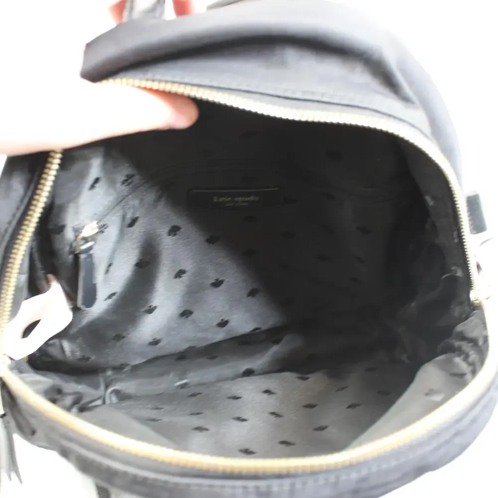Kate Spade Backpack Women Small Black Nylon Mini Bag Gold Zip Casual Travel READ